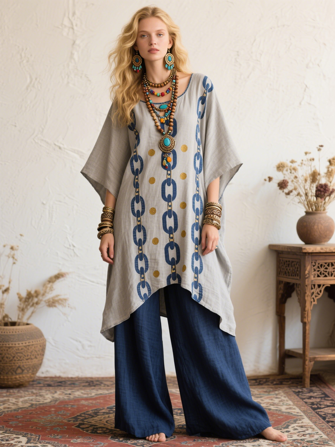 Blue Chain Creative Retro Style Loose Set