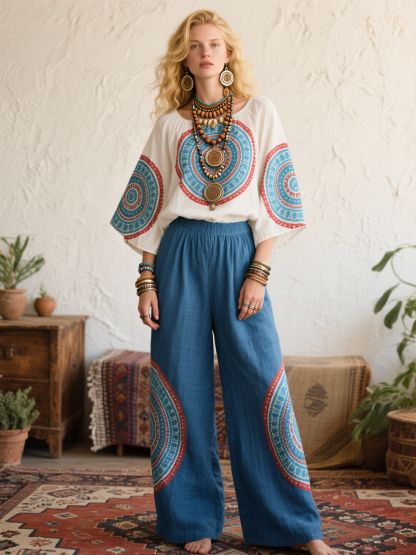 Blue Divine Totem  Creative Retro Style Loose Set