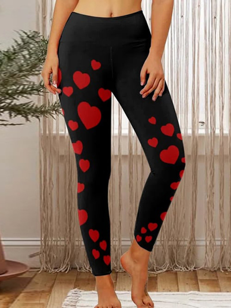 Heart Print Casual Leggings