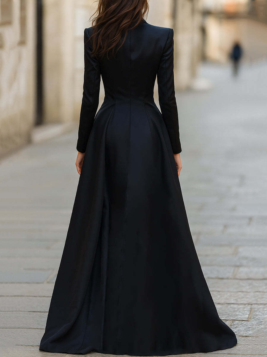 Elegant Tailored Blazer Panel Lace Gown