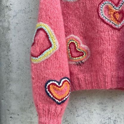Abstract Creative Valentine Vibes Coquette Valentine Heart Art Print Knitted Pullover Sweater