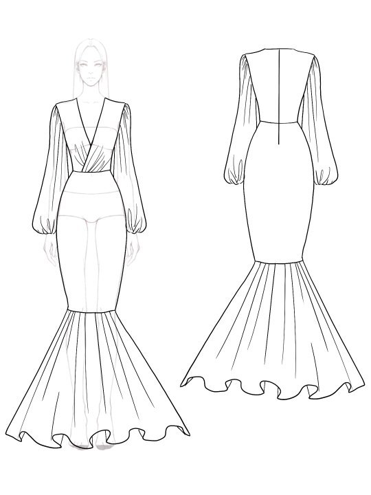 White Mermaid Wedding Dress Long Sleeves Sequins Formal Gown