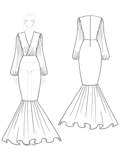 White Mermaid Wedding Dress Long Sleeves Sequins Formal Gown