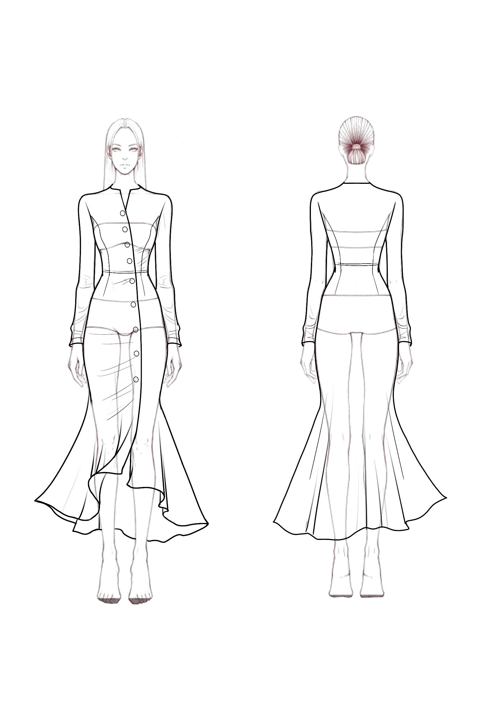 Work Dress Orange Split Neck Button Ruffle Sheath Midi Dress