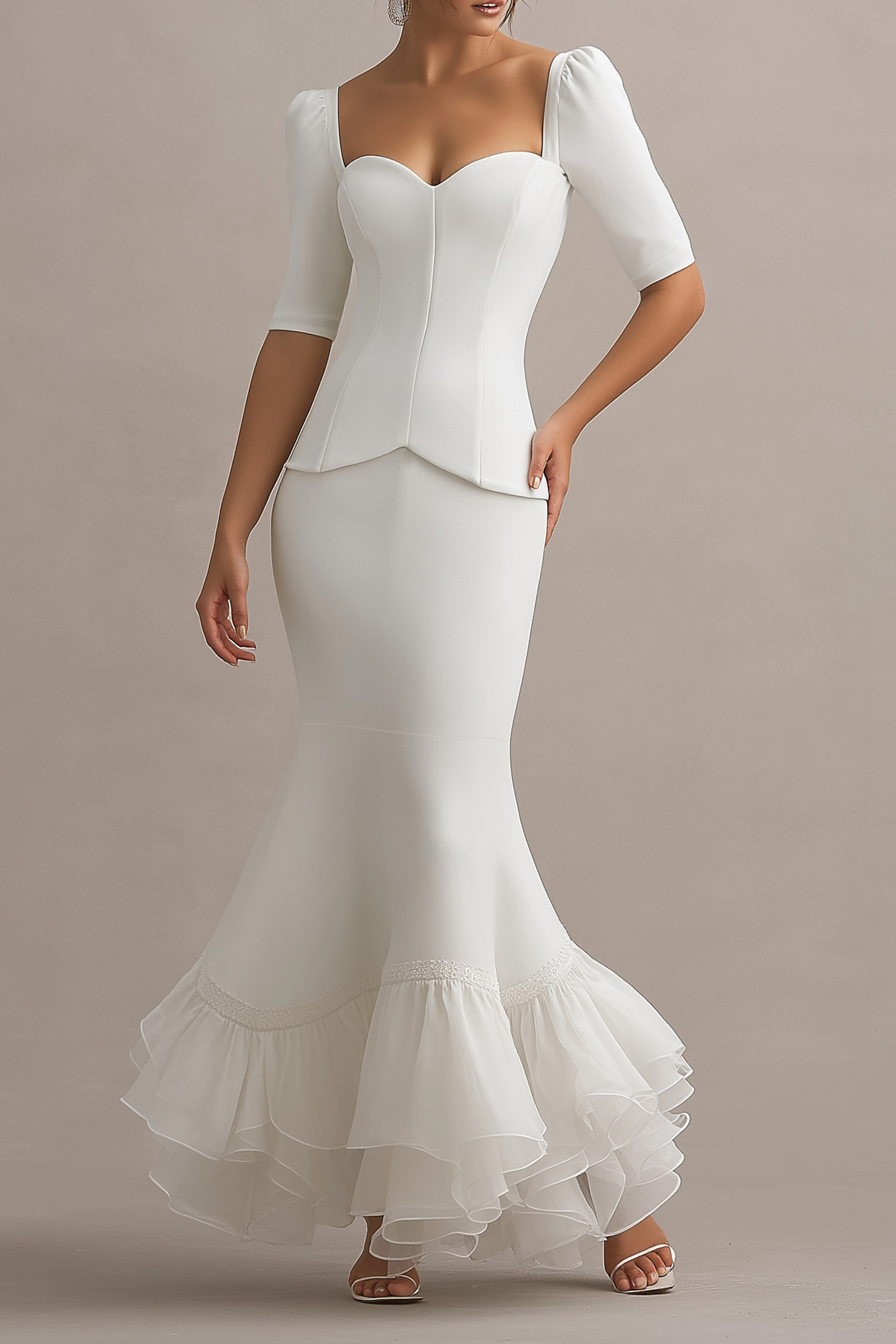 Formal ​Wedding Outfit Sets Dress White Sweetheart Neck Mermaid Dress