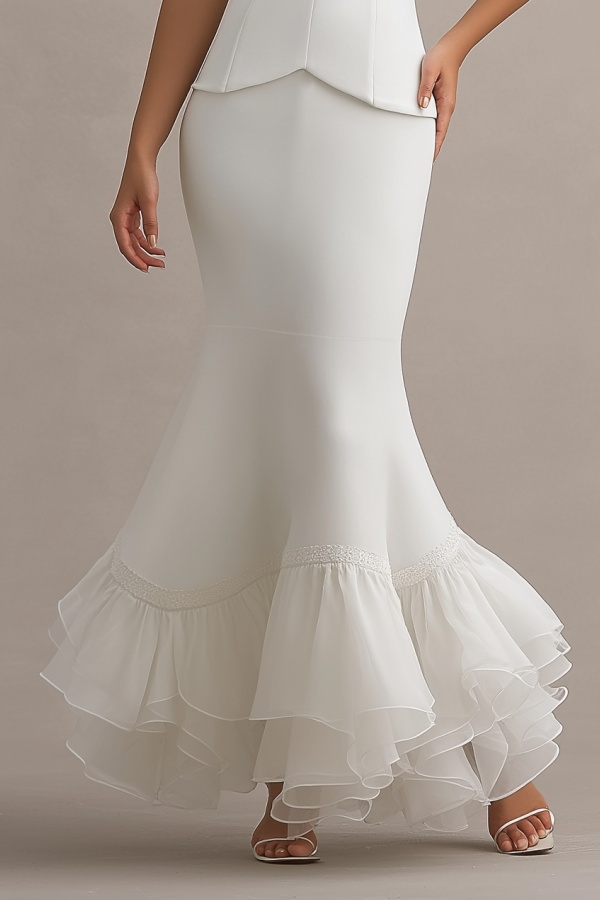 Formal ​Wedding Outfit Sets Dress White Sweetheart Neck Mermaid Dress