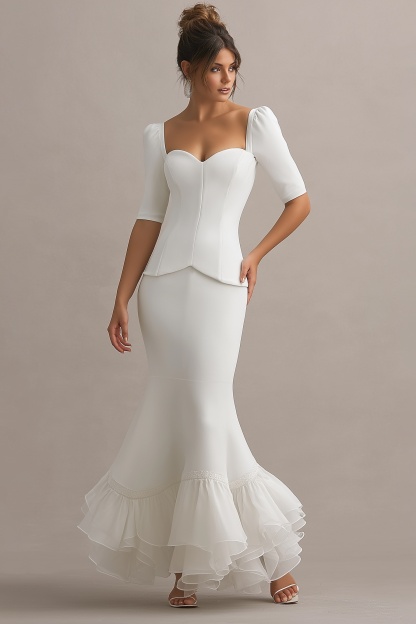 Formal ​Wedding Outfit Sets Dress White Sweetheart Neck Mermaid Dress