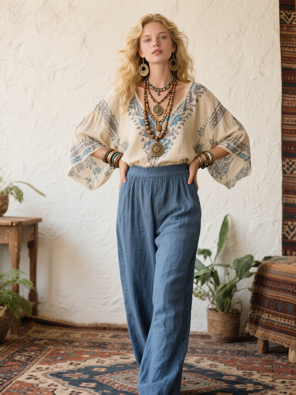 Blue Water Waves Creative Retro Style Loose Set