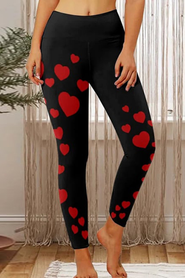 Heart Print Casual Leggings