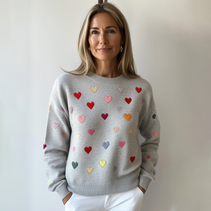 Women's Vintage Valentine's Day Heart Knitted Sweater