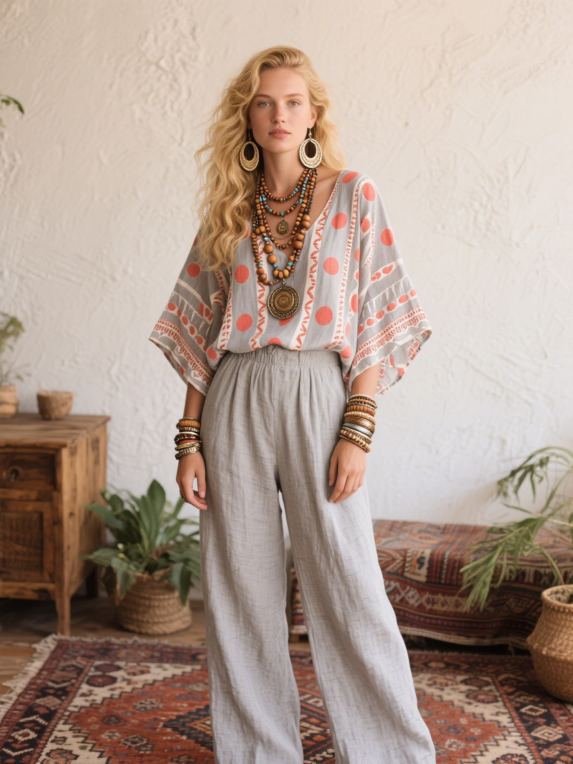 Pink White Dots Creative Retro Style Loose Set