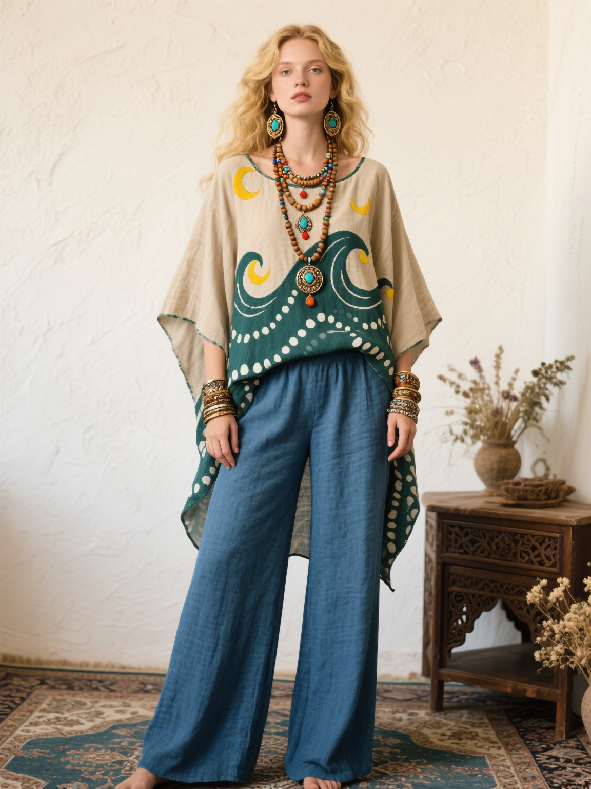 Moonlit Waves Creative Retro Style Loose Set
