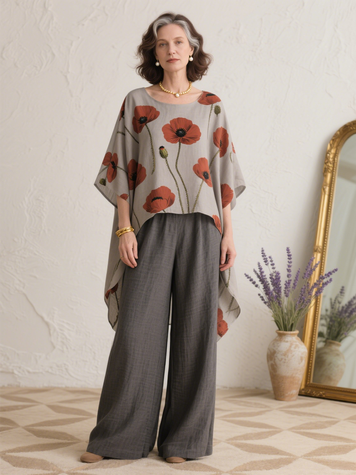 Red Hollyhock Creative Retro Style Loose Set