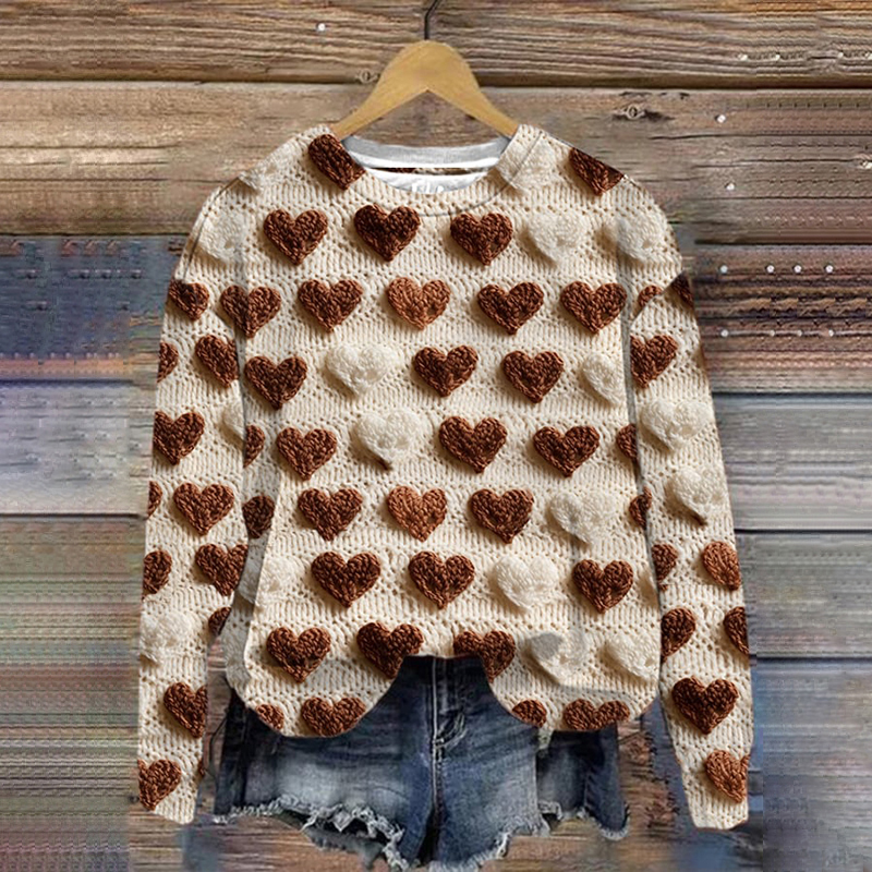 Valentine's Day Casual Love Print Knitted Sweater