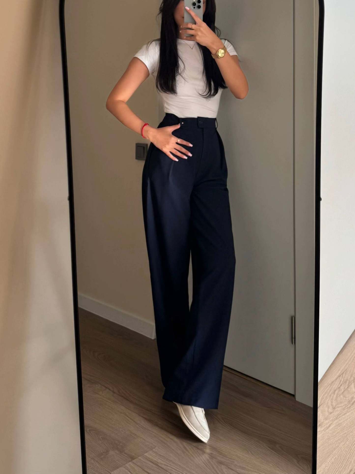 Zippered Jacket And Wide-leg Pants Two-piece Suit