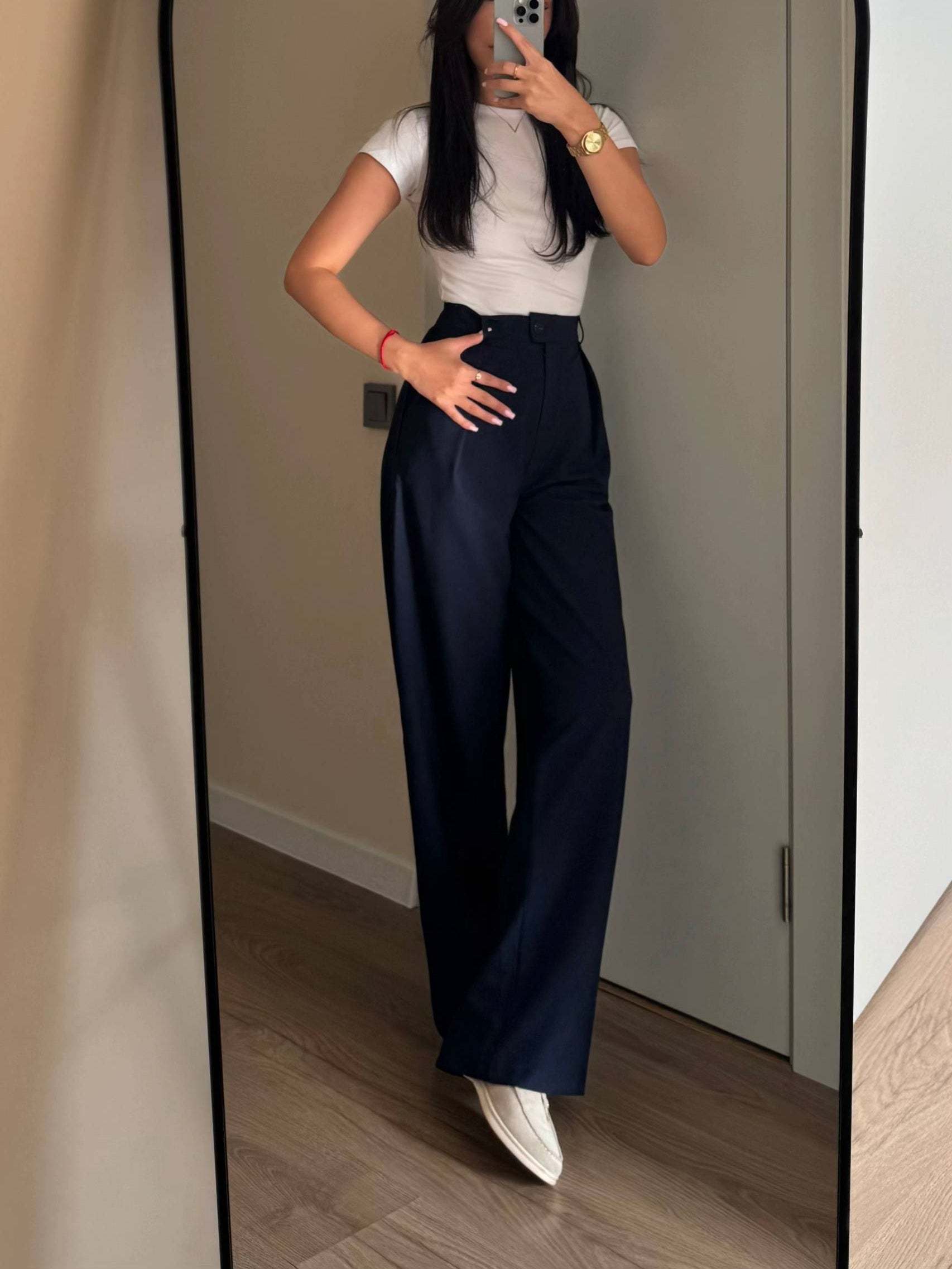 Zippered Jacket And Wide-leg Pants Two-piece Suit