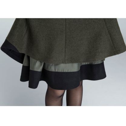 Winter Skater Wool Skirt Women, Wool Midi Skirt with Pockets, High Waist Layered Skirt, Patchwork Skirt, Wool Circle Skirt, Xiaolizi 1627