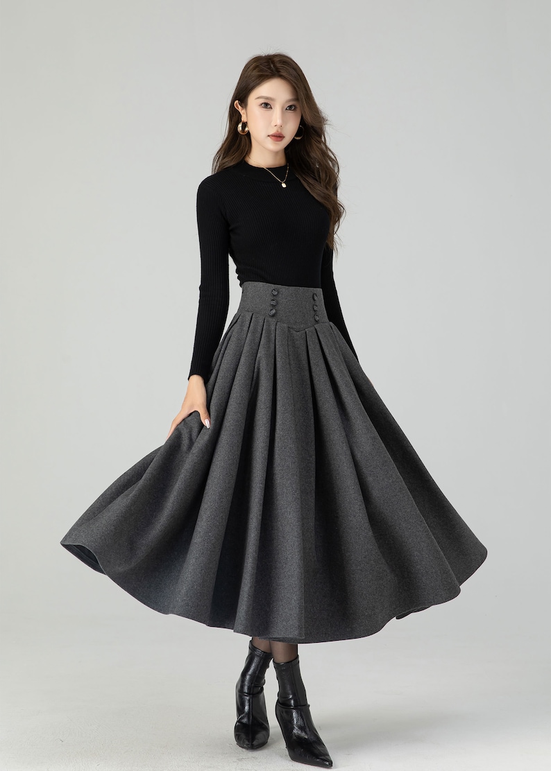 Wool skirt, Long Wool skirt, Wool midi skirt, Pleated swing wool skirt, Womens wool skirt, winter wool skirt, Handmade skirt 4552#