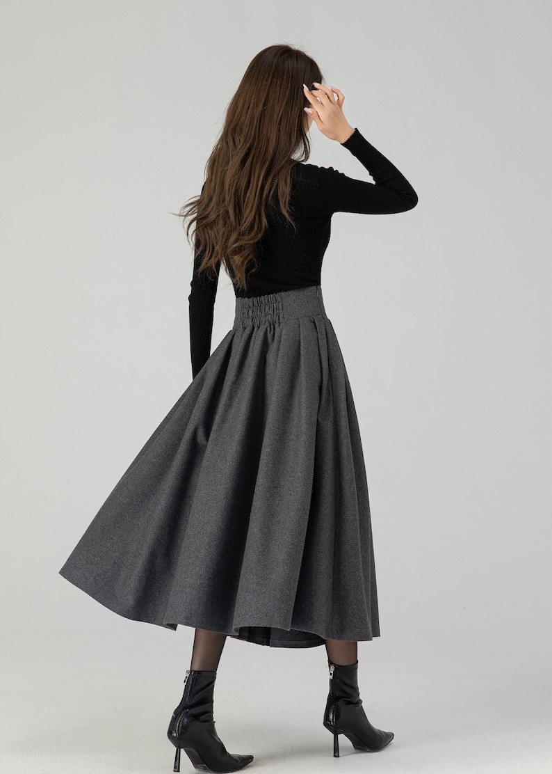 Wool skirt, Long Wool skirt, Wool midi skirt, Pleated swing wool skirt, Womens wool skirt, winter wool skirt, Handmade skirt 4552#
