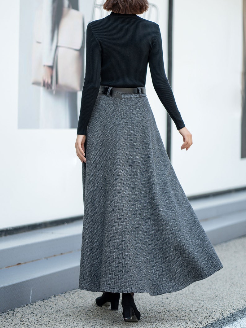 Gray Wool skirt, Winter Wool Skirt Women, Midi wool Skirt, A-Line Skirt, Elegant Skirt, High Waisted Skirt, Custom skirt L0683