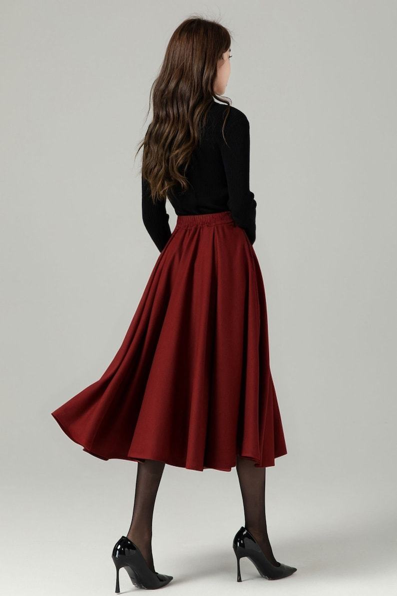 Wool skirt, Midi Wool Skirt Women, Button down skirt, Swing Skirt, Brown High Waisted wool skirt, Warm Winter Wool Skirt, Xiaolizi 5230