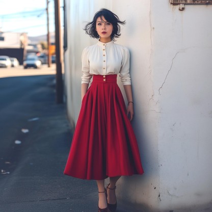 Anysize custom linen cotton wide band skirt with elastic waist side pockets spring fall plus size skirt plus size clothing F761N