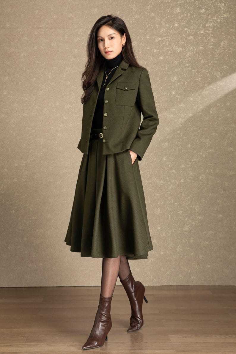 Wool skirt, Midi wool skirt womens, Winter wool skirt, Swing skirt, High waist skirt, Skirt with pockets, Custom skirt, Ylistyle C4486