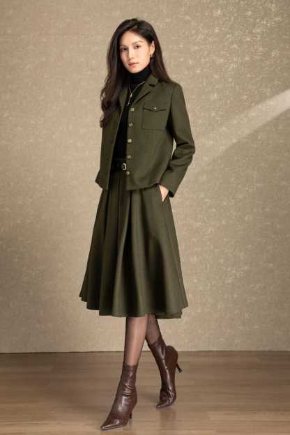 Wool skirt, Midi wool skirt womens, Winter wool skirt, Swing skirt, High waist skirt, Skirt with pockets, Custom skirt, Ylistyle C4486