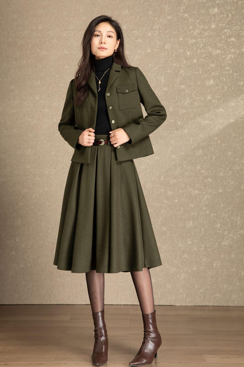 Wool skirt, Midi wool skirt womens, Winter wool skirt, Swing skirt, High waist skirt, Skirt with pockets, Custom skirt, Ylistyle C4486