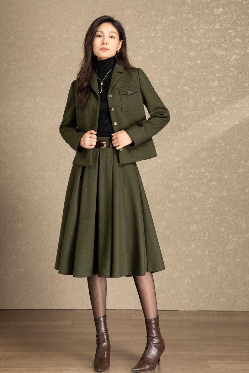 Wool skirt, Midi wool skirt womens, Winter wool skirt, Swing skirt, High waist skirt, Skirt with pockets, Custom skirt, Ylistyle C4486