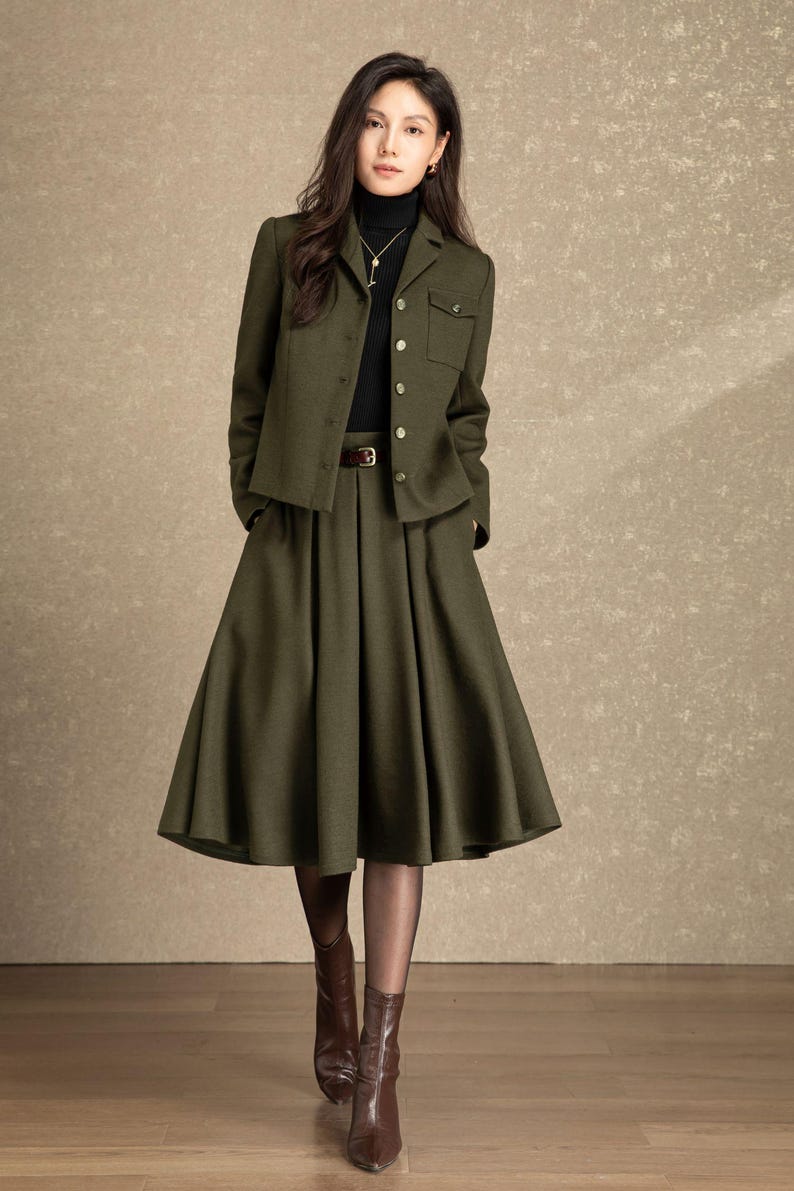 Wool skirt, Midi wool skirt womens, Winter wool skirt, Swing skirt, High waist skirt, Skirt with pockets, Custom skirt, Ylistyle C4486