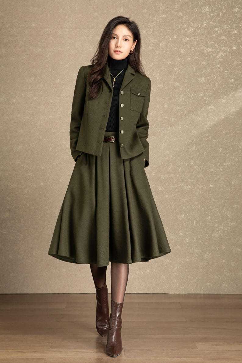 Wool skirt, Midi wool skirt womens, Winter wool skirt, Swing skirt, High waist skirt, Skirt with pockets, Custom skirt, Ylistyle C4486