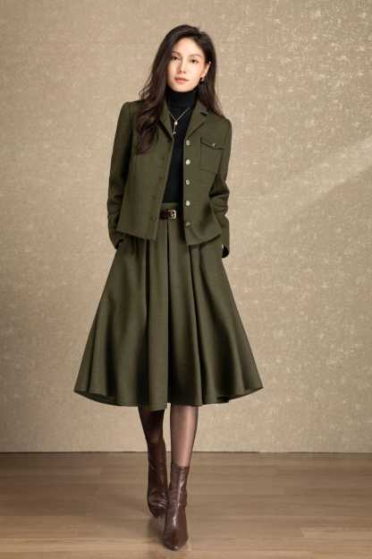 Wool skirt, Midi wool skirt womens, Winter wool skirt, Swing skirt, High waist skirt, Skirt with pockets, Custom skirt, Ylistyle C4486