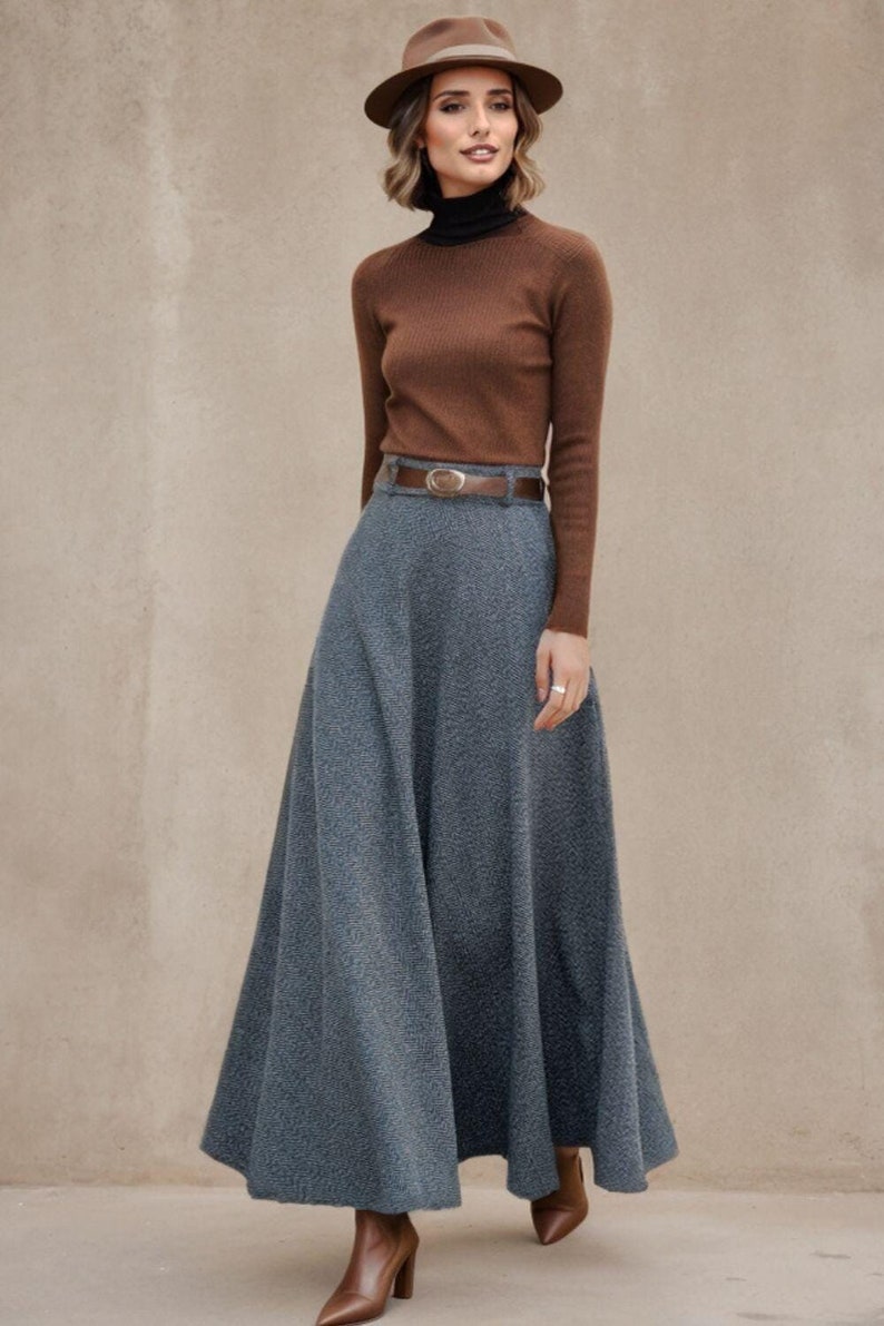 Gray Wool skirt, Winter Wool Skirt Women, Midi wool Skirt, A-Line Skirt, Elegant Skirt, High Waisted Skirt, Custom skirt L0683