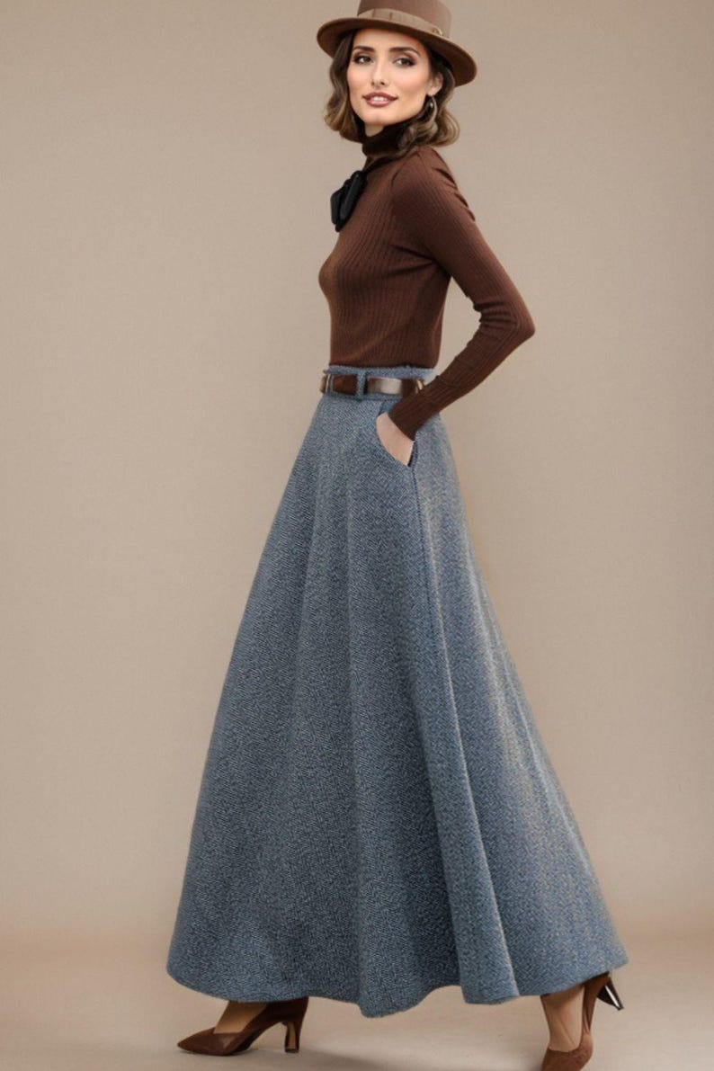 Gray Wool skirt, Winter Wool Skirt Women, Midi wool Skirt, A-Line Skirt, Elegant Skirt, High Waisted Skirt, Custom skirt L0683