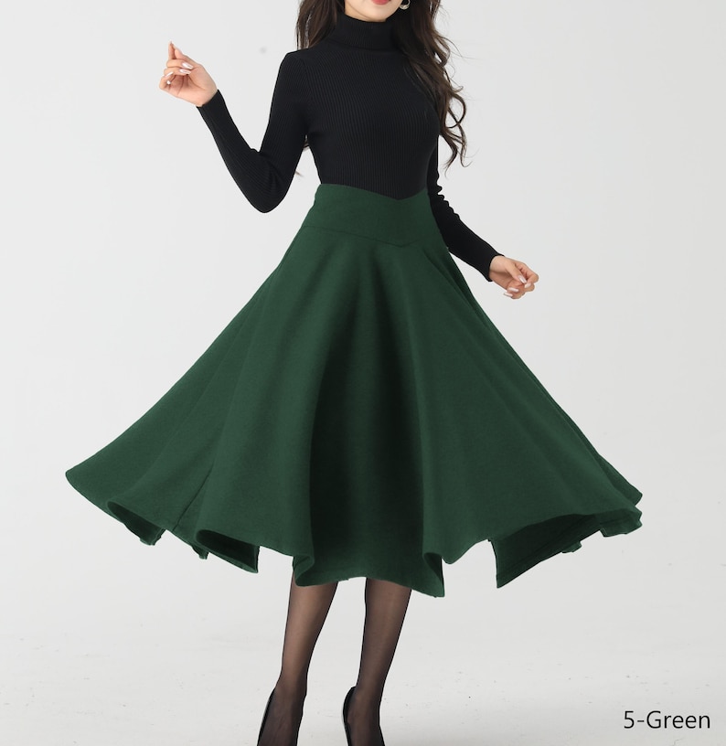 Wool Skirt, Burgundy Wool Skirt, Women Midi swing Skirt, High waisted wool skirt，Winter Circle Wool Skirt, Custom skirt 4534#