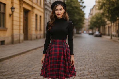 Women’s Tartan Plaid Skirt, Autumn Winter Maxi High Waist Skirt, Elegant Vintage Long Midi A-Line Skirt, Red Green Blue Yellow Tartan Skirt