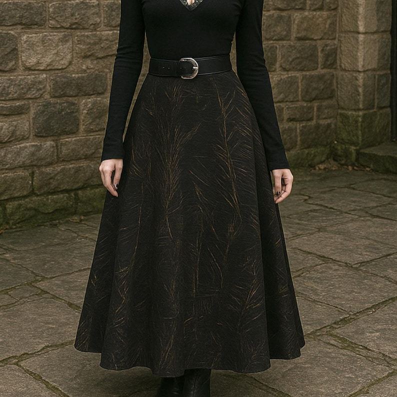 High-Waisted A-Line Maxi Skirt – Vintage Gothic Boho Fashion