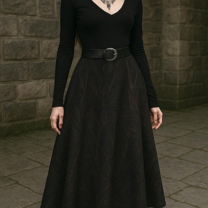 High-Waisted A-Line Maxi Skirt – Vintage Gothic Boho Fashion