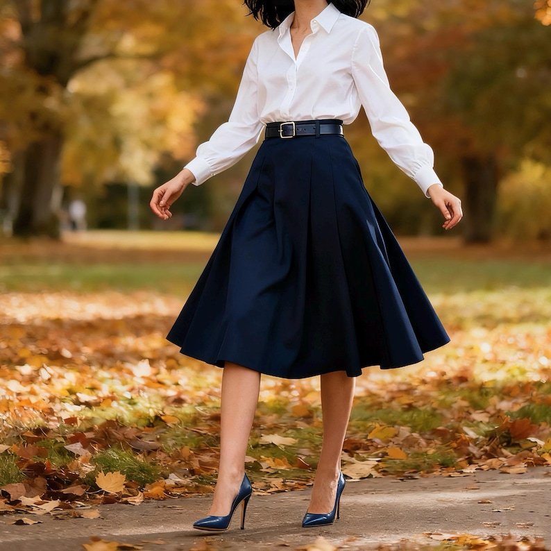 Chic Boho Midi Skirt For Women, Minimalist A-Line High Waist Skirt, Versatile Spring Autumn Work And Daily Style Skirt