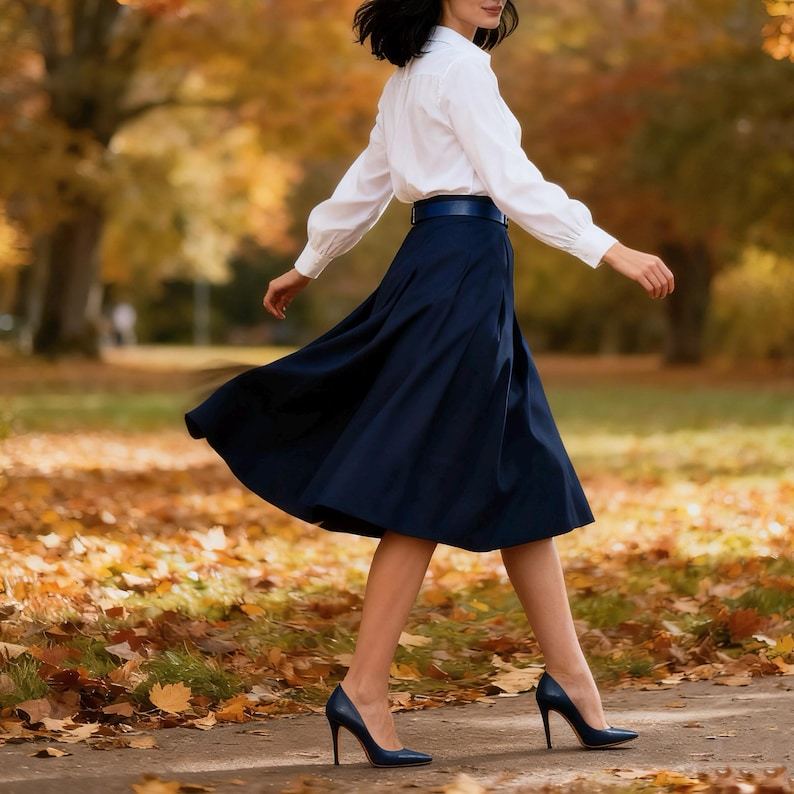 Chic Boho Midi Skirt For Women, Minimalist A-Line High Waist Skirt, Versatile Spring Autumn Work And Daily Style Skirt