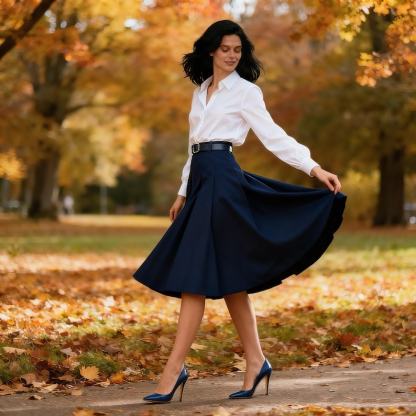 Chic Boho Midi Skirt For Women, Minimalist A-Line High Waist Skirt, Versatile Spring Autumn Work And Daily Style Skirt