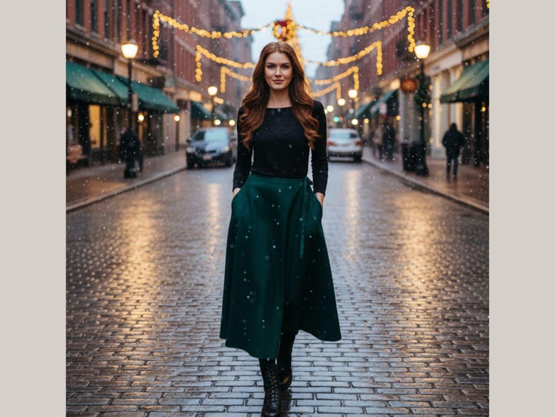 Wool Wrap Midi Skirt for Women | Handmade A-Line High Waist Winter Skirt | Vintage Office Outfit | Warm Wool Skirt Gift for Her