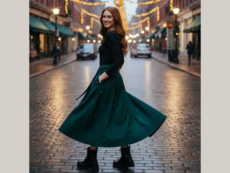 Wool Wrap Midi Skirt for Women | Handmade A-Line High Waist Winter Skirt | Vintage Office Outfit | Warm Wool Skirt Gift for Her