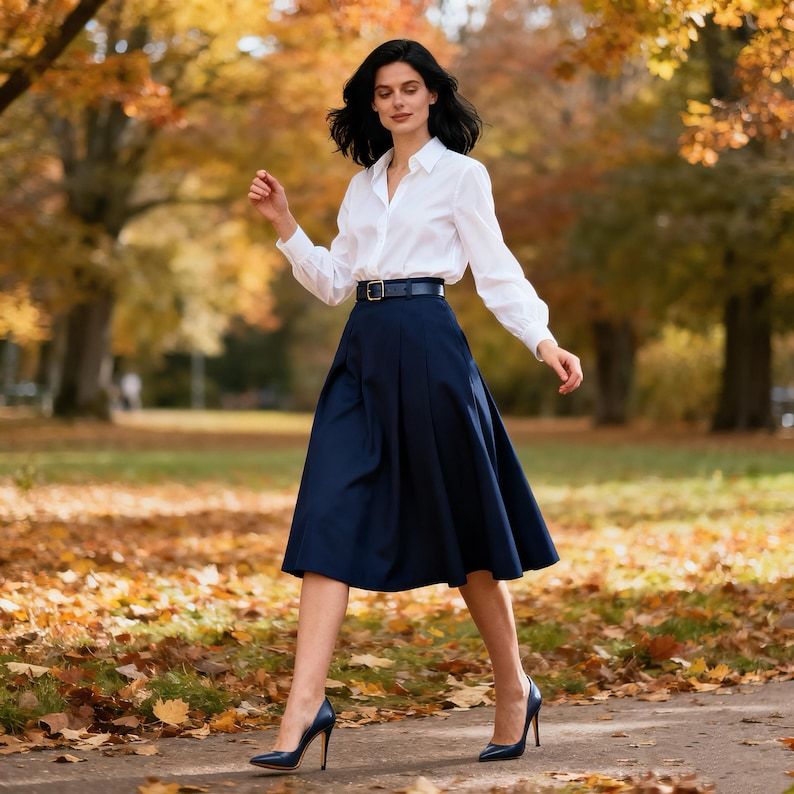 Chic Boho Midi Skirt For Women, Minimalist A-Line High Waist Skirt, Versatile Spring Autumn Work And Daily Style Skirt