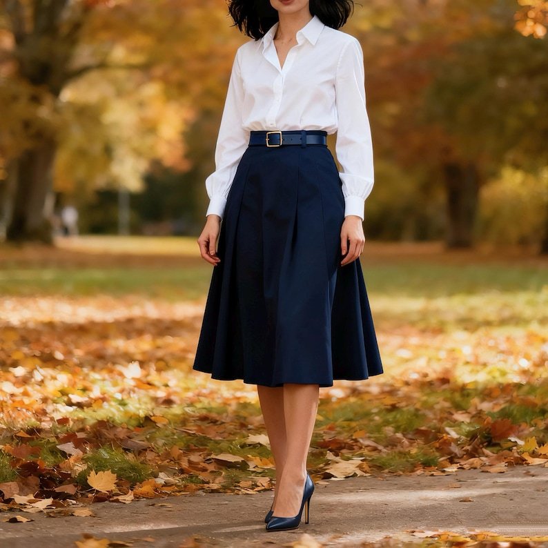 Chic Boho Midi Skirt For Women, Minimalist A-Line High Waist Skirt, Versatile Spring Autumn Work And Daily Style Skirt