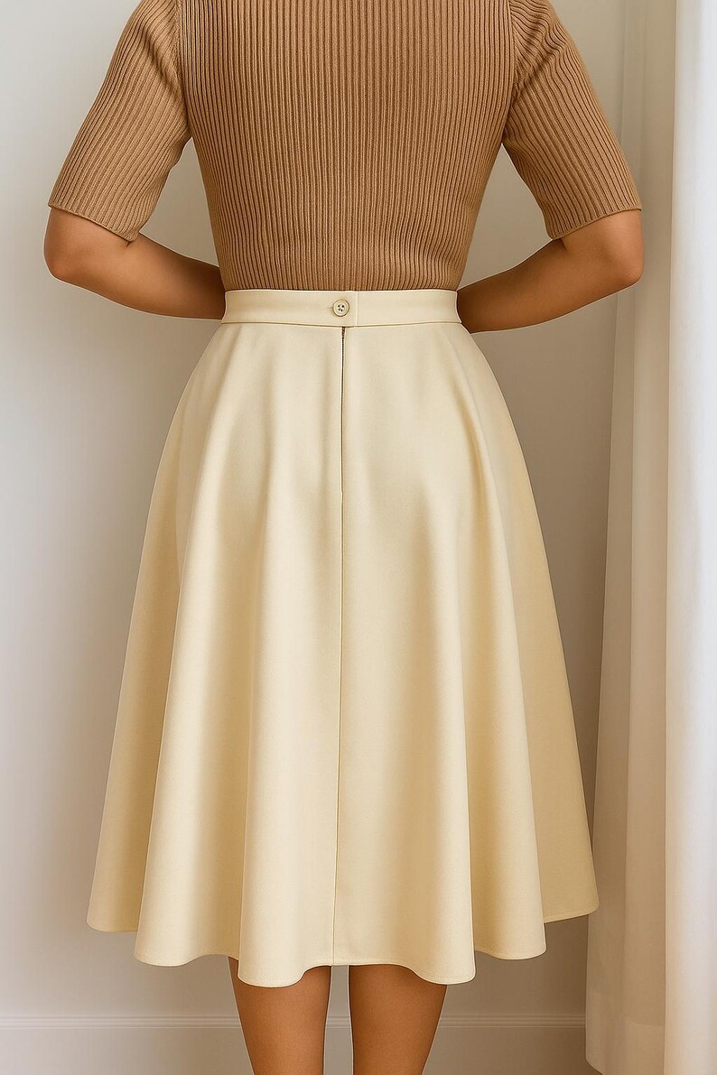 Vintage-inspired italian wool midi skirt • pleated A-line skirt  • high waist • custom size (XS–2XL)