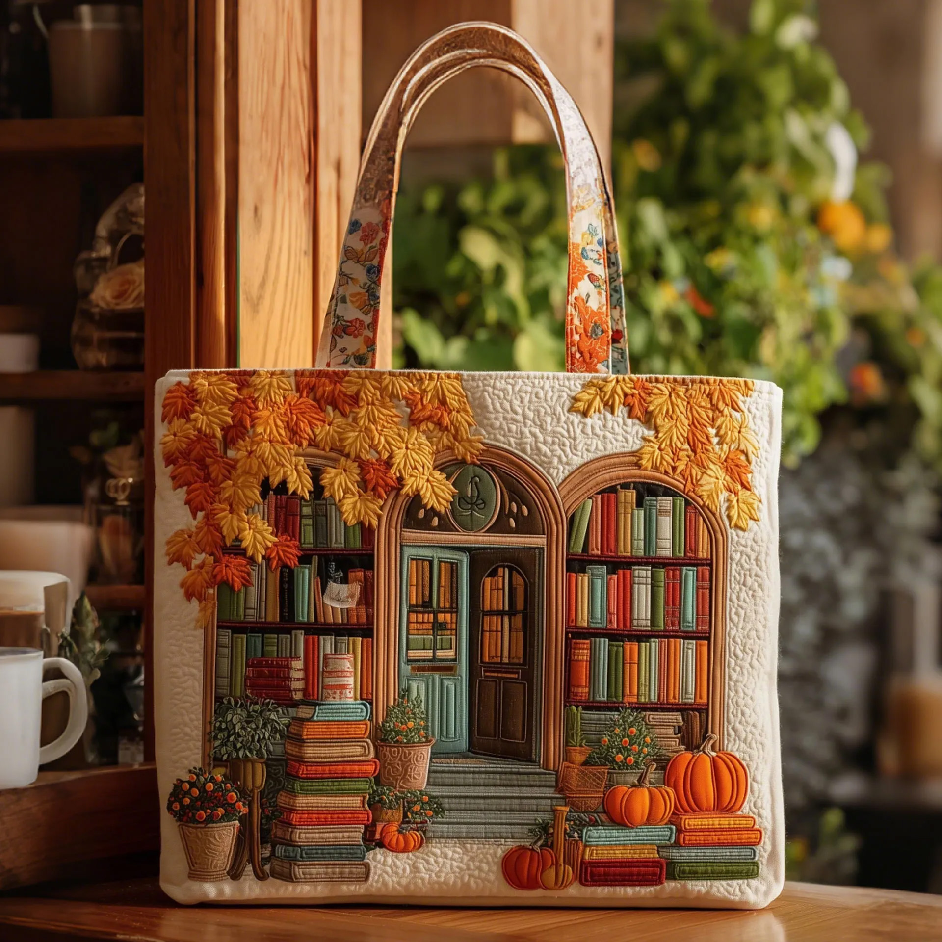 Cozy Library Quilted Tote Bag