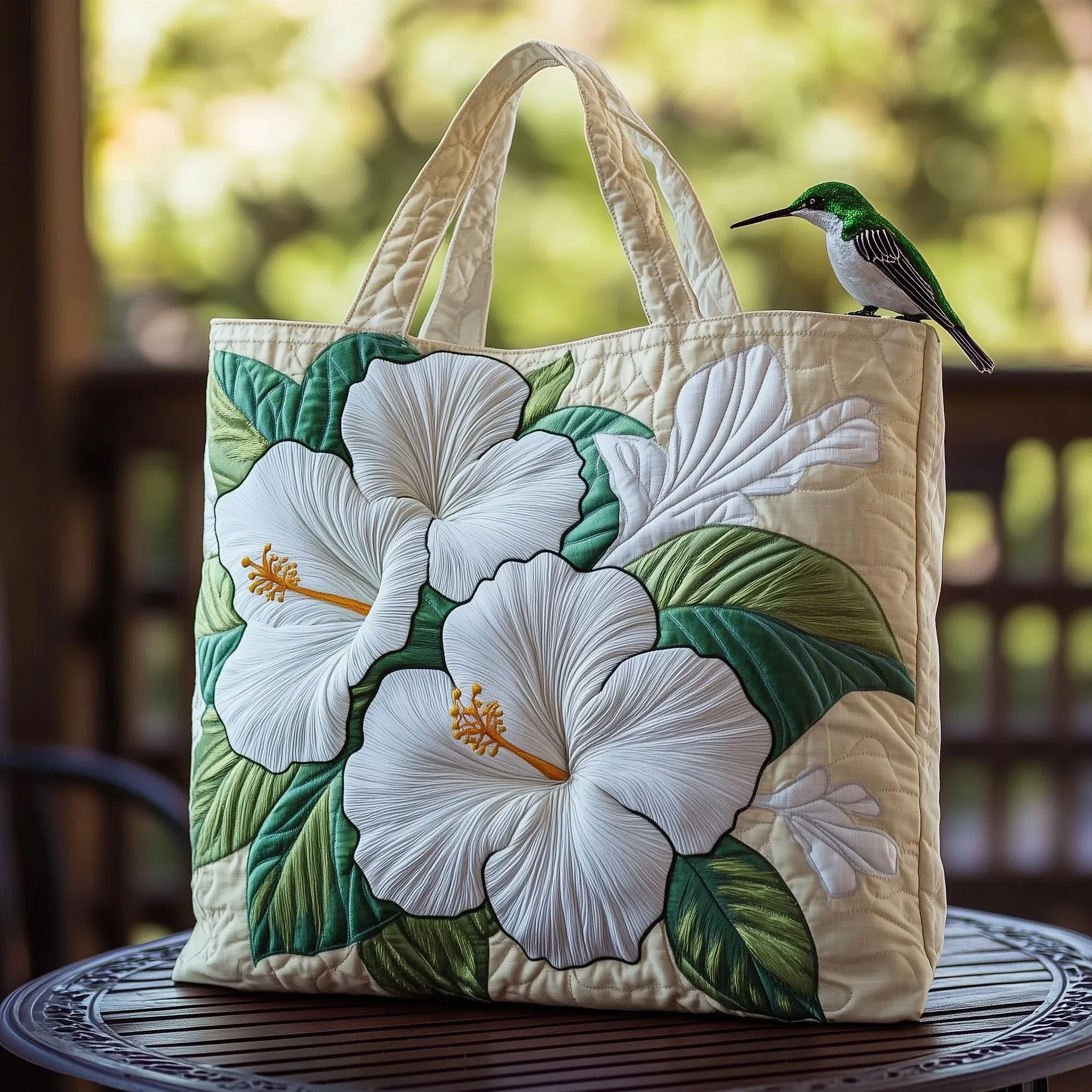 Hibiscus Series Quilted Tote Bag