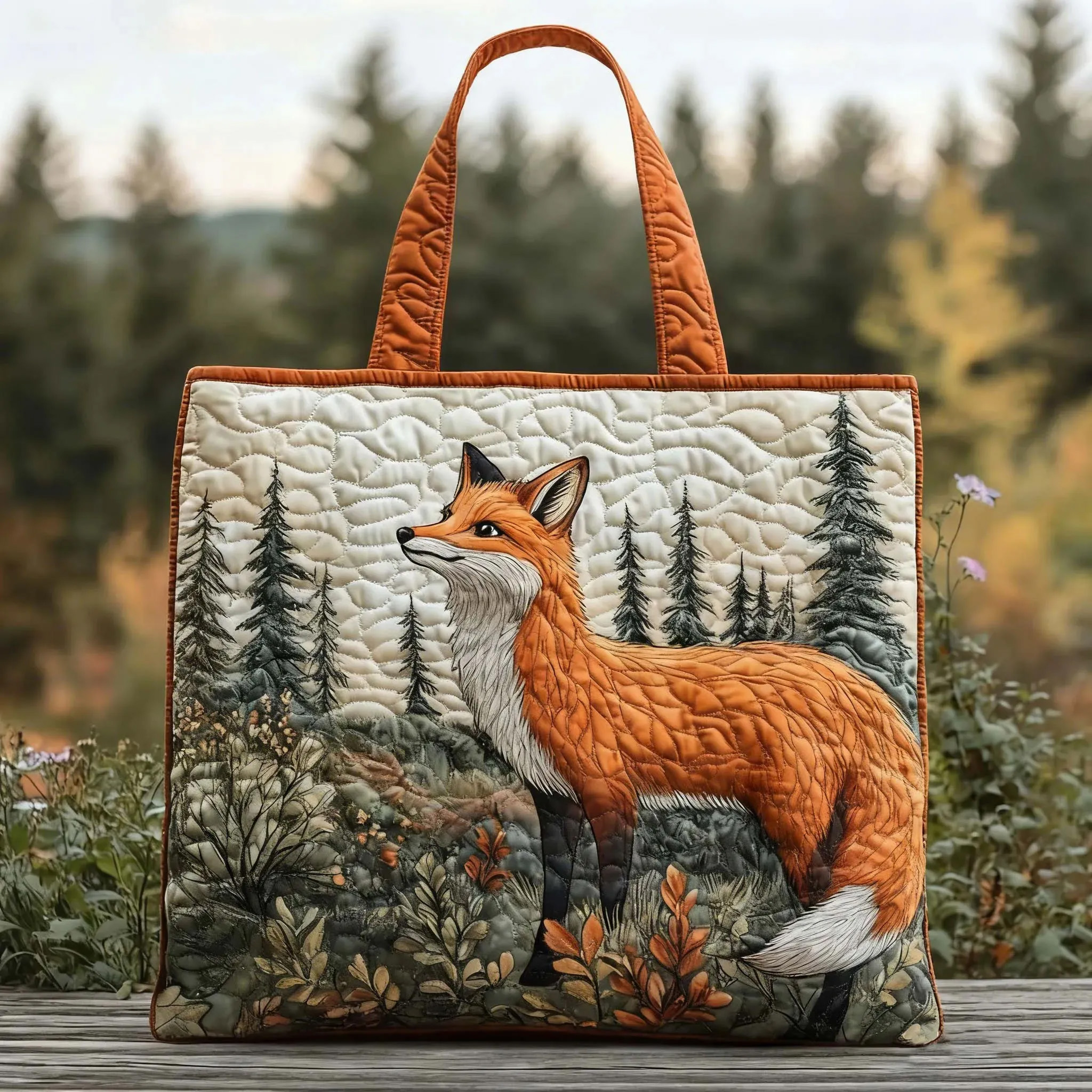 Fox Whisper Quilted Tote Bag